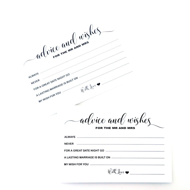 RXBC2011 Wedding advice and well wishes Cards for the Mr and Mrs Bride and Groom Newlyweds Bridal Shower Games Note Marriage Advice Pack of 50 - Image 3